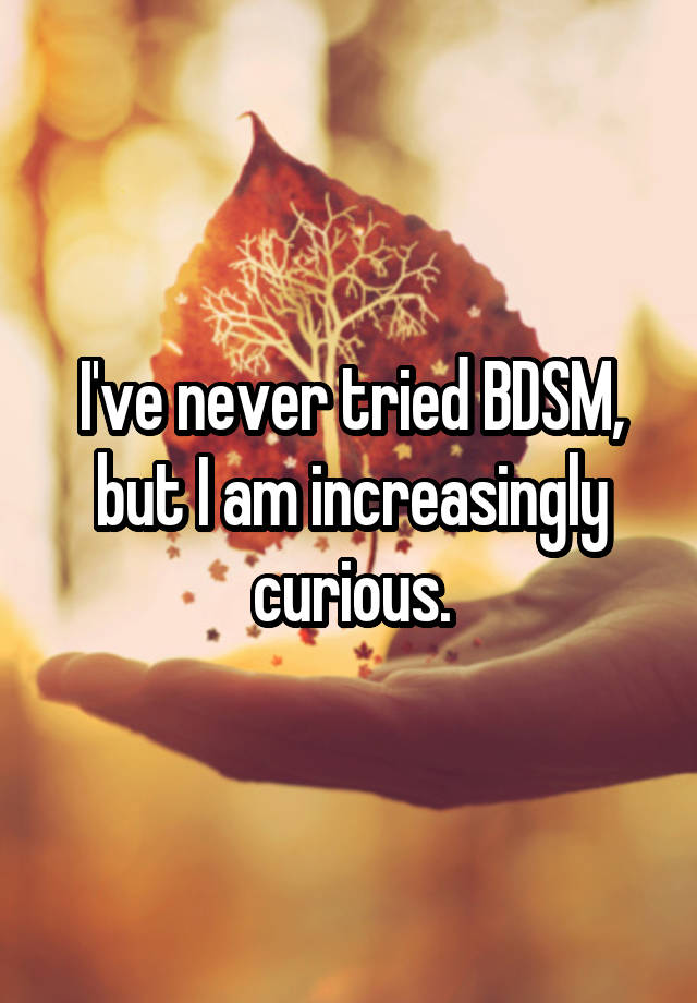 I've never tried BDSM, but I am increasingly curious.