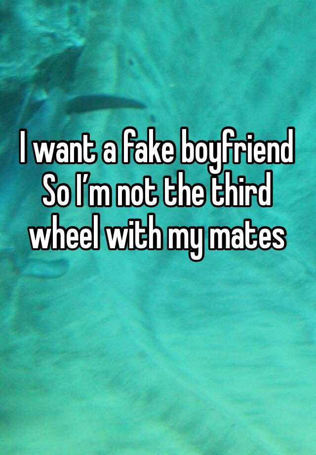 I want a fake boyfriend 
So I’m not the third wheel with my mates 