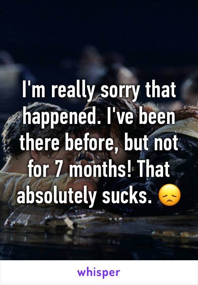 I'm really sorry that happened. I've been there before, but not for 7 months! That absolutely sucks. 😞