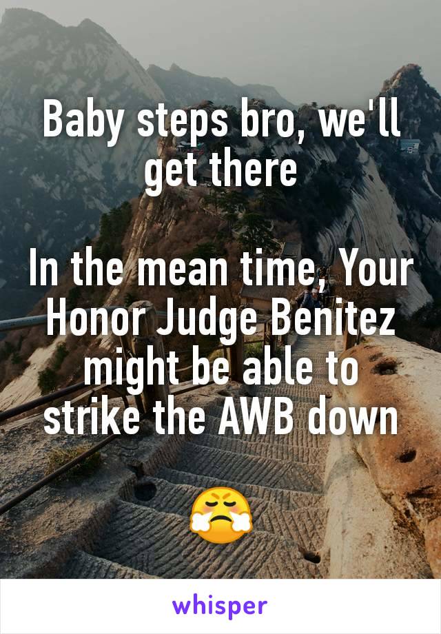 Baby steps bro, we'll get there

In the mean time, Your Honor Judge Benitez might be able to strike the AWB down

😤