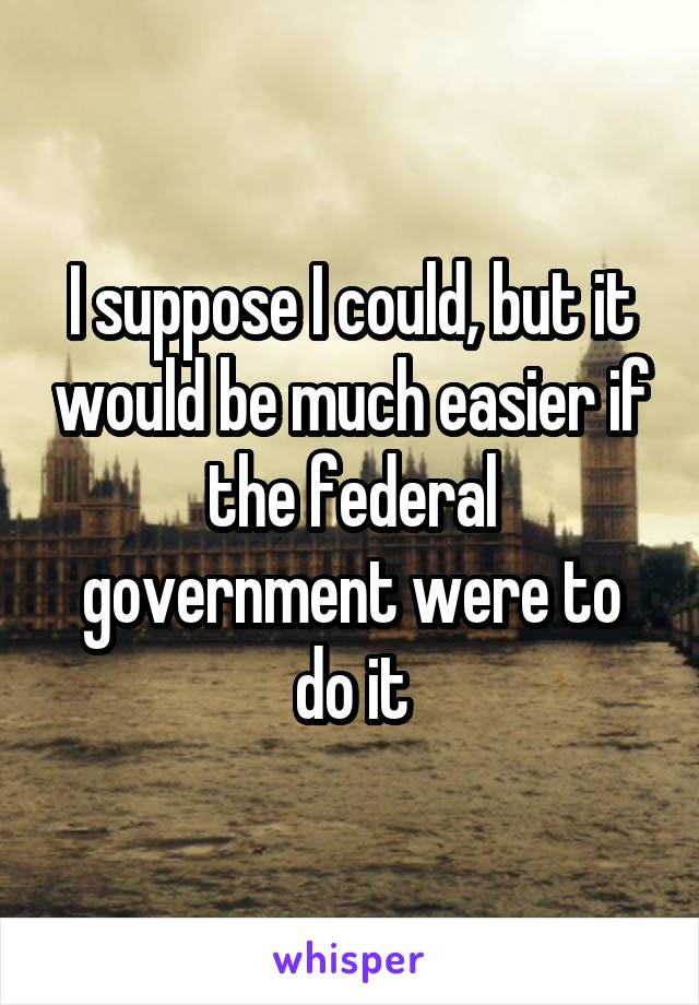 I suppose I could, but it would be much easier if the federal government were to do it