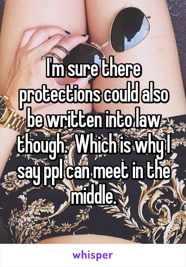 I'm sure there protections could also be written into law though.  Which is why I say ppl can meet in the middle.