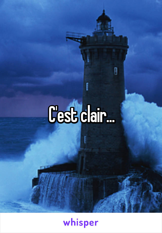 C'est clair...