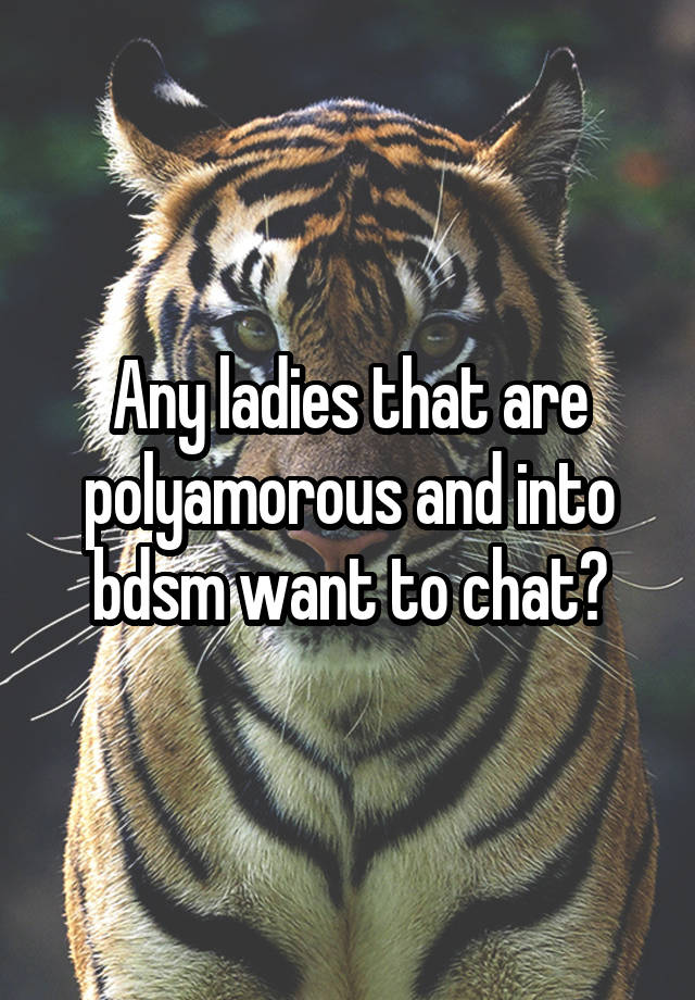 Any ladies that are polyamorous and into bdsm want to chat?