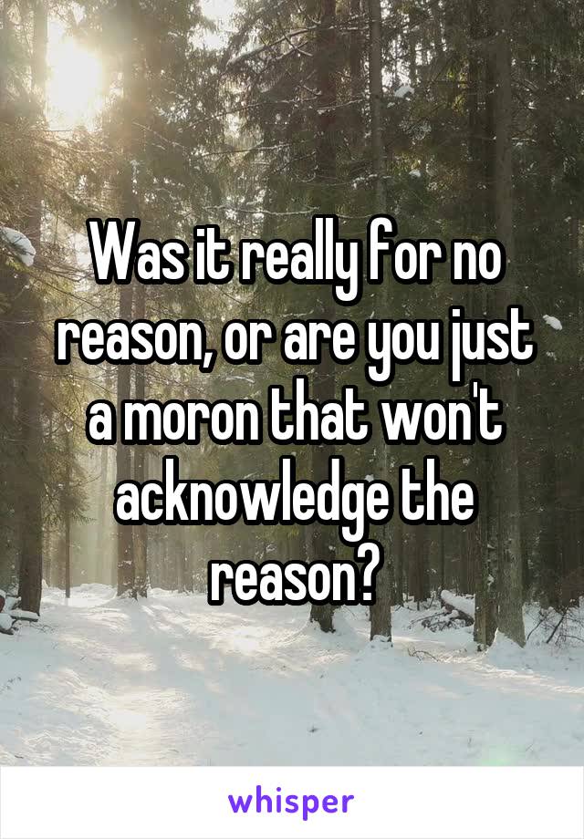 Was it really for no reason, or are you just a moron that won't acknowledge the reason?