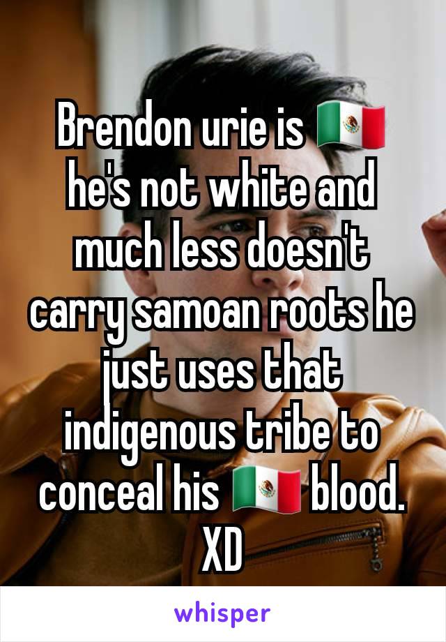 Brendon urie is 🇲🇽 he's not white and much less doesn't carry samoan roots he just uses that indigenous tribe to conceal his 🇲🇽 blood.
XD