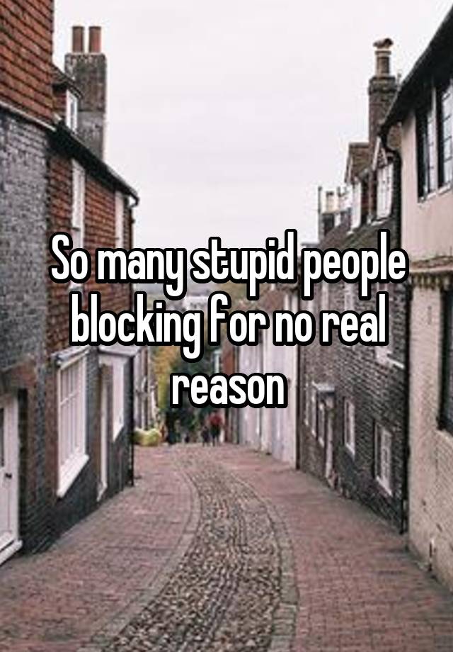 So many stupid people blocking for no real reason