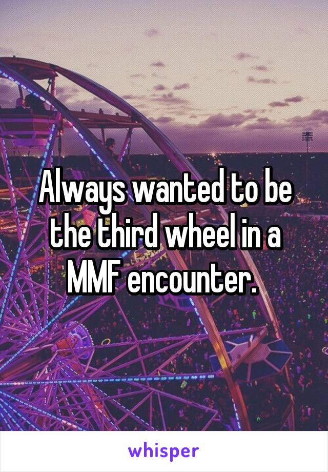 Always wanted to be the third wheel in a MMF encounter. 