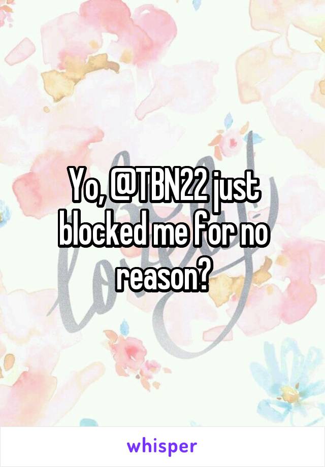 Yo, @TBN22 just blocked me for no reason?