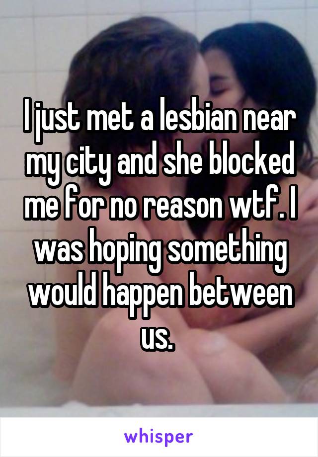 I just met a lesbian near my city and she blocked me for no reason wtf. I was hoping something would happen between us. 