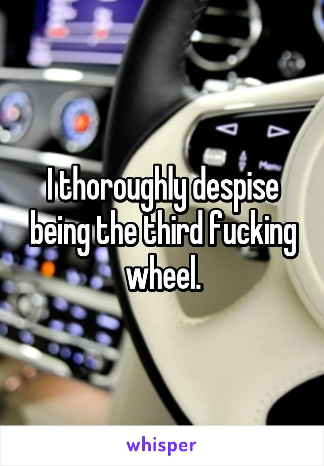 I thoroughly despise being the third fucking wheel.