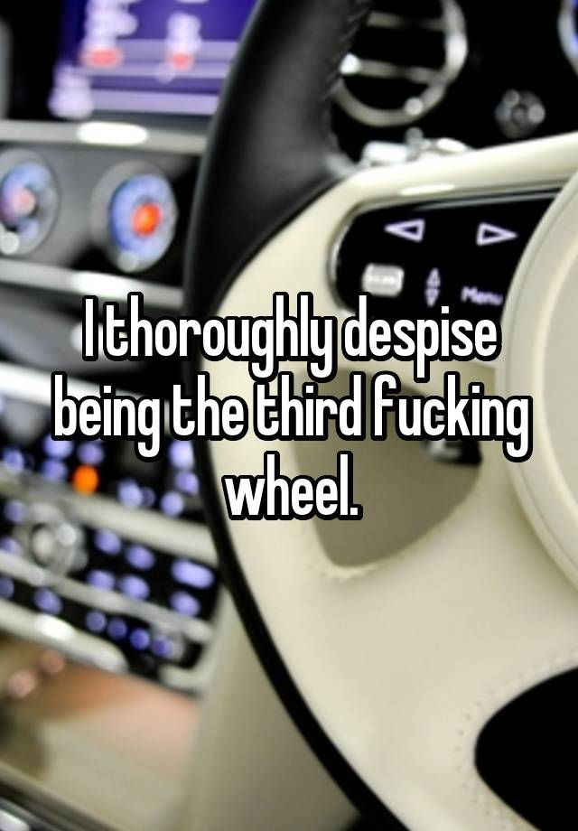 I thoroughly despise being the third fucking wheel.