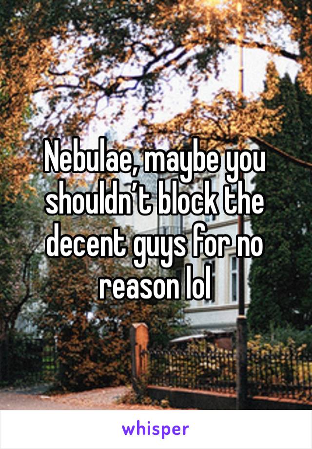 Nebulae, maybe you shouldn’t block the decent guys for no reason lol