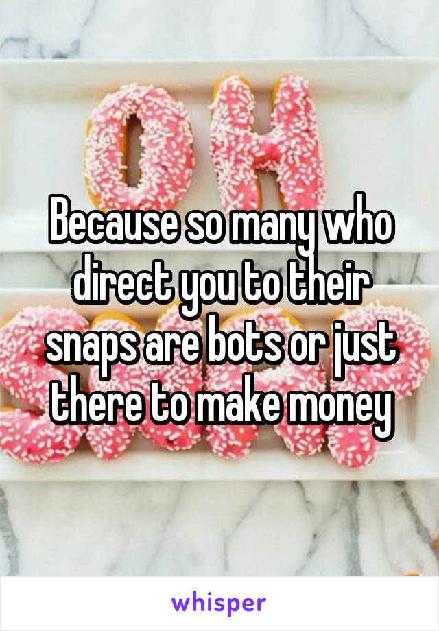 Because so many who direct you to their snaps are bots or just there to make money