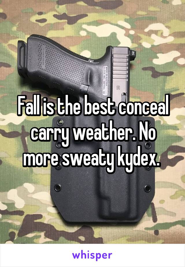 Fall is the best conceal carry weather. No more sweaty kydex. 