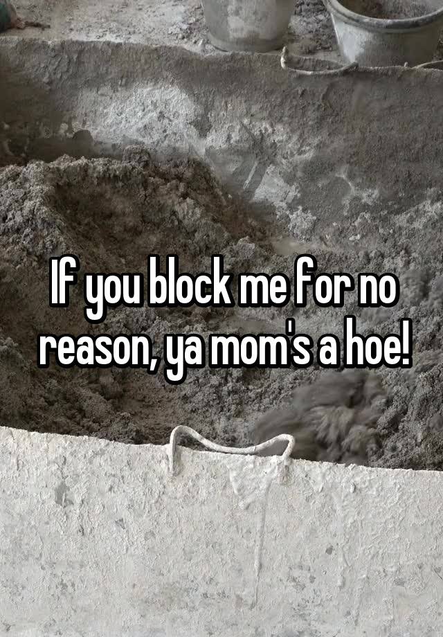 If you block me for no reason, ya mom's a hoe!