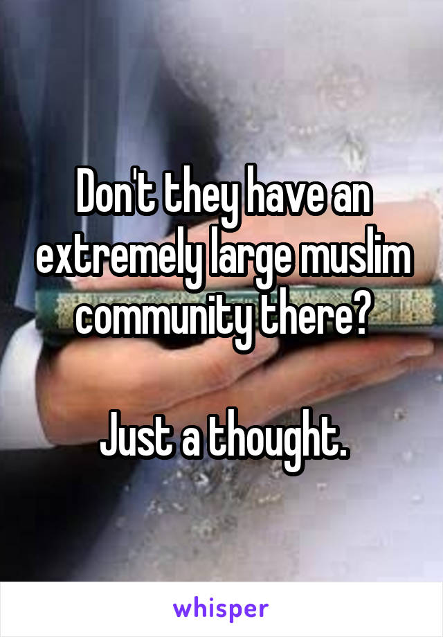 Don't they have an extremely large muslim community there?

Just a thought.