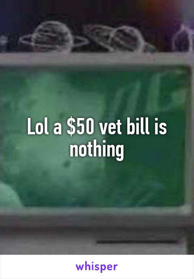 Lol a $50 vet bill is nothing