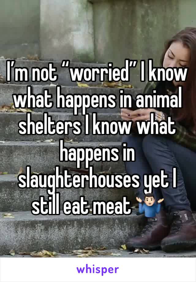 I’m not “worried” I know what happens in animal shelters I know what happens in slaughterhouses yet I still eat meat 🤷🏻‍♂️