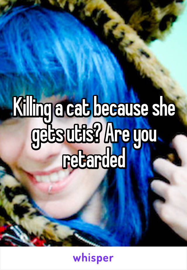 Killing a cat because she gets utis? Are you retarded