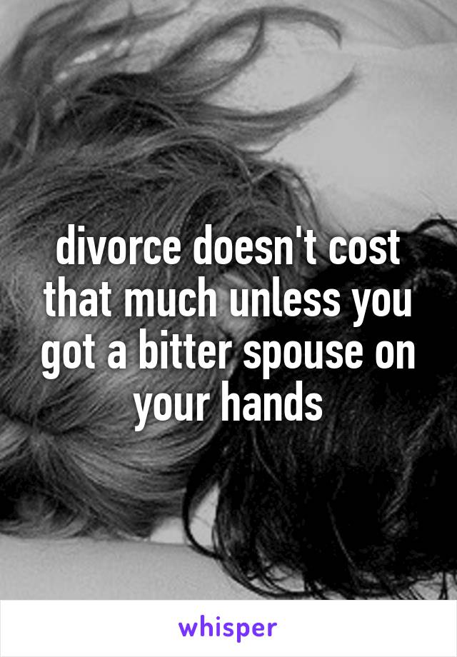 divorce doesn't cost that much unless you got a bitter spouse on your hands