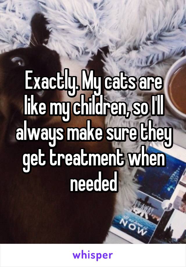 Exactly. My cats are like my children, so I'll always make sure they get treatment when needed