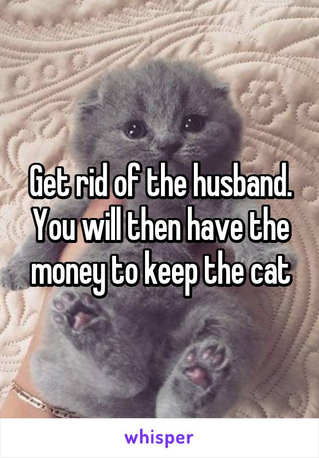 Get rid of the husband. You will then have the money to keep the cat