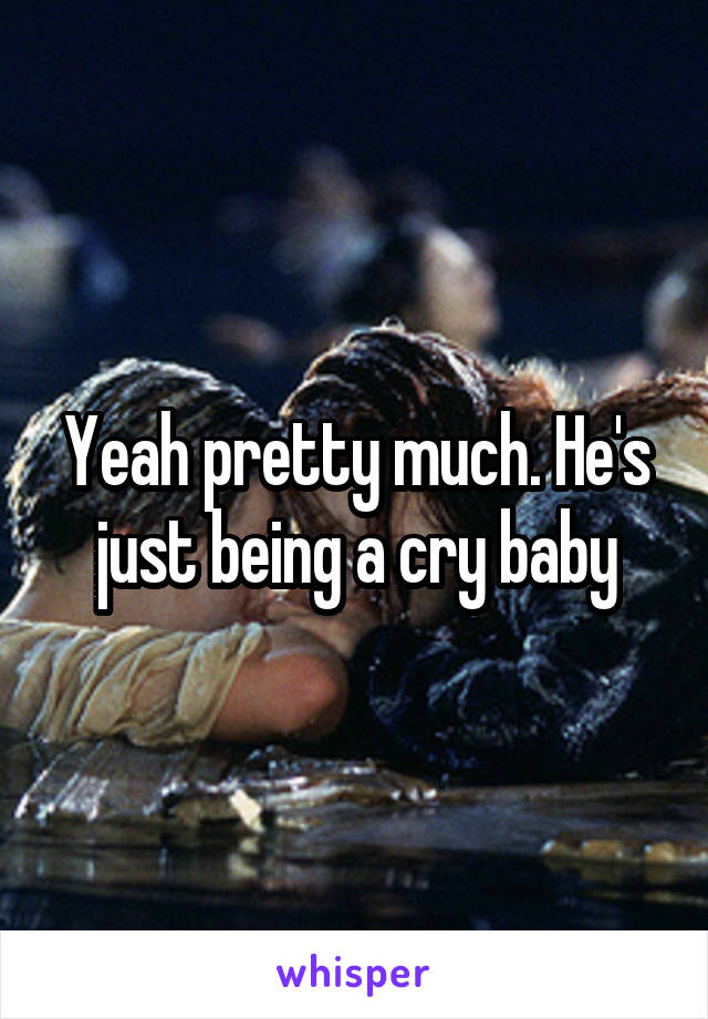 Yeah pretty much. He's just being a cry baby