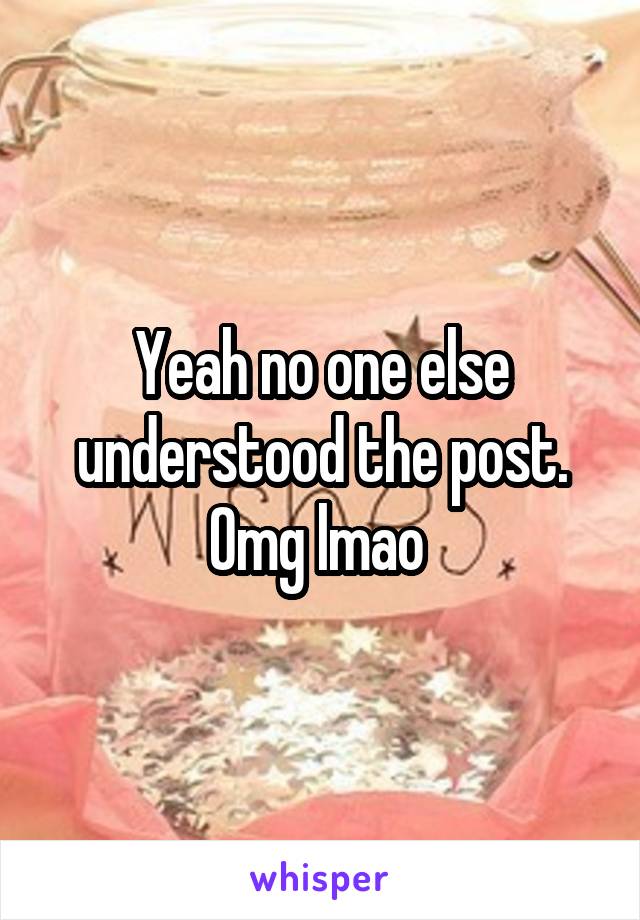 Yeah no one else understood the post. Omg lmao 