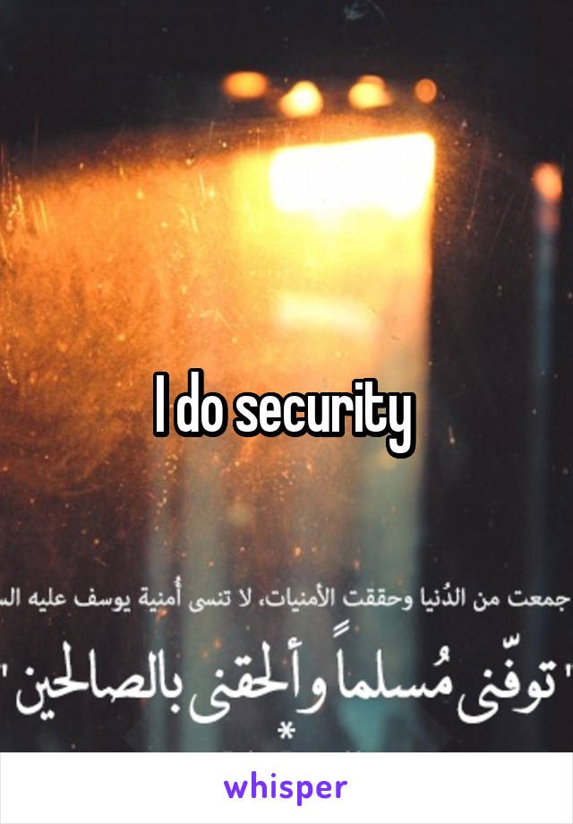 I do security 