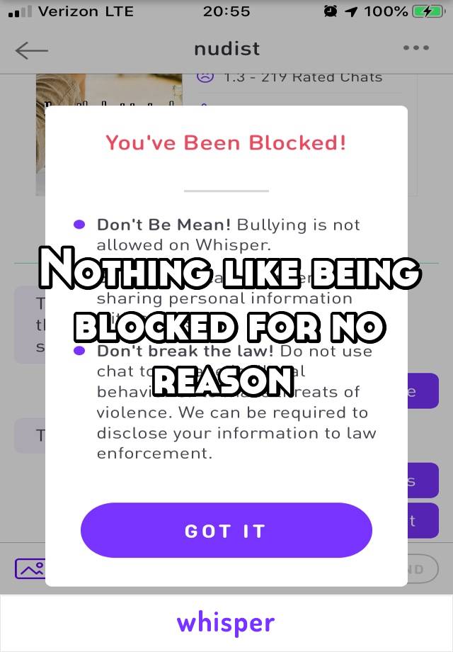 Nothing like being blocked for no reason 