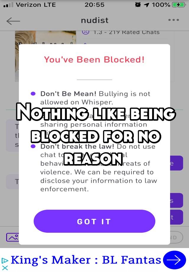 Nothing like being blocked for no reason 