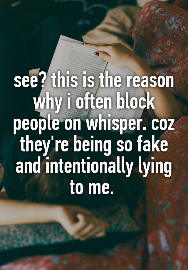 see? this is the reason why i often block people on whisper. coz they're being so fake and intentionally lying to me. 