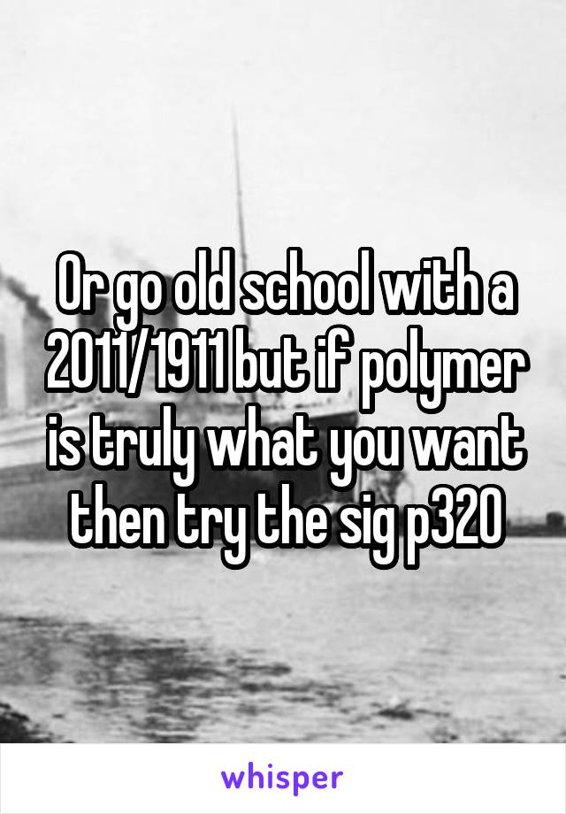 Or go old school with a 2011/1911 but if polymer is truly what you want then try the sig p320