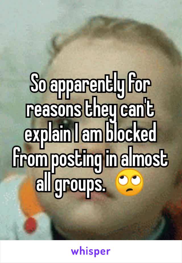 So apparently for reasons they can't explain I am blocked from posting in almost all groups.  🙄