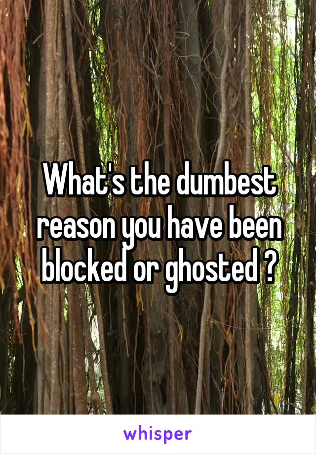 What's the dumbest reason you have been blocked or ghosted ?