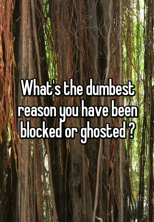 What's the dumbest reason you have been blocked or ghosted ?