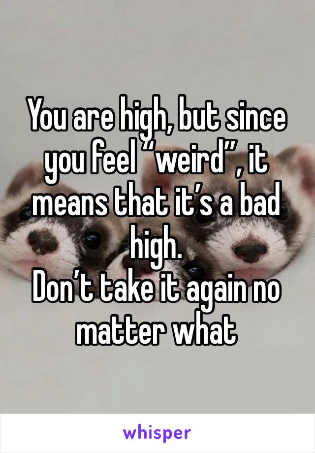 You are high, but since you feel “weird”, it means that it’s a bad high.
Don’t take it again no matter what 