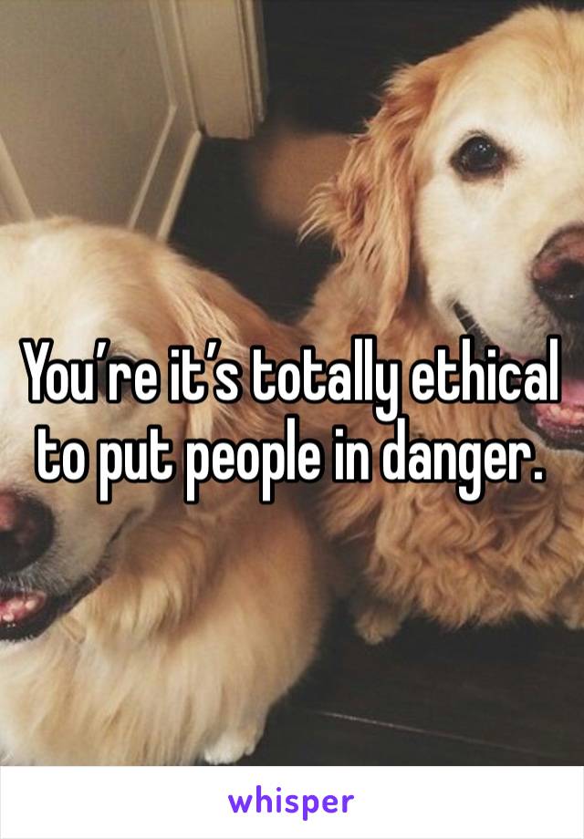 You’re it’s totally ethical to put people in danger.