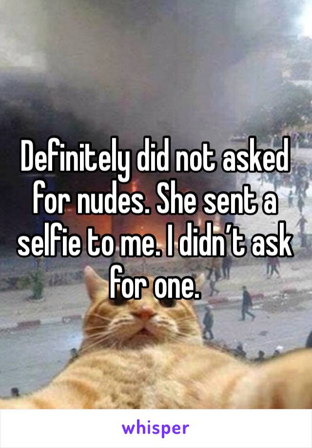 Definitely did not asked for nudes. She sent a selfie to me. I didn’t ask for one. 