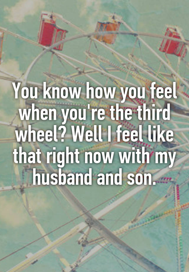 You know how you feel when you're the third wheel? Well I feel like that right now with my husband and son.