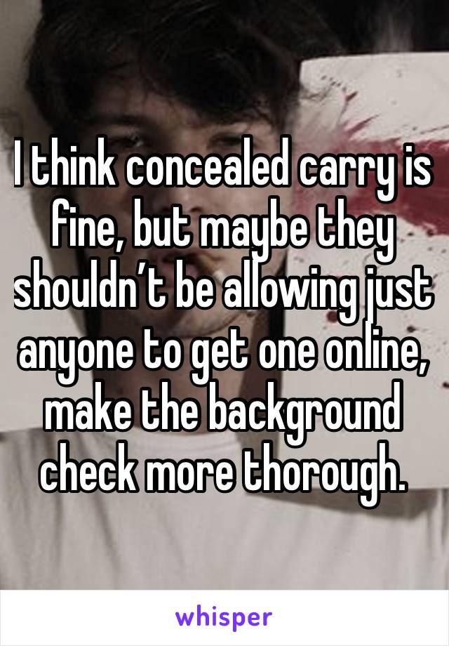 I think concealed carry is fine, but maybe they shouldn’t be allowing just anyone to get one online, make the background check more thorough. 