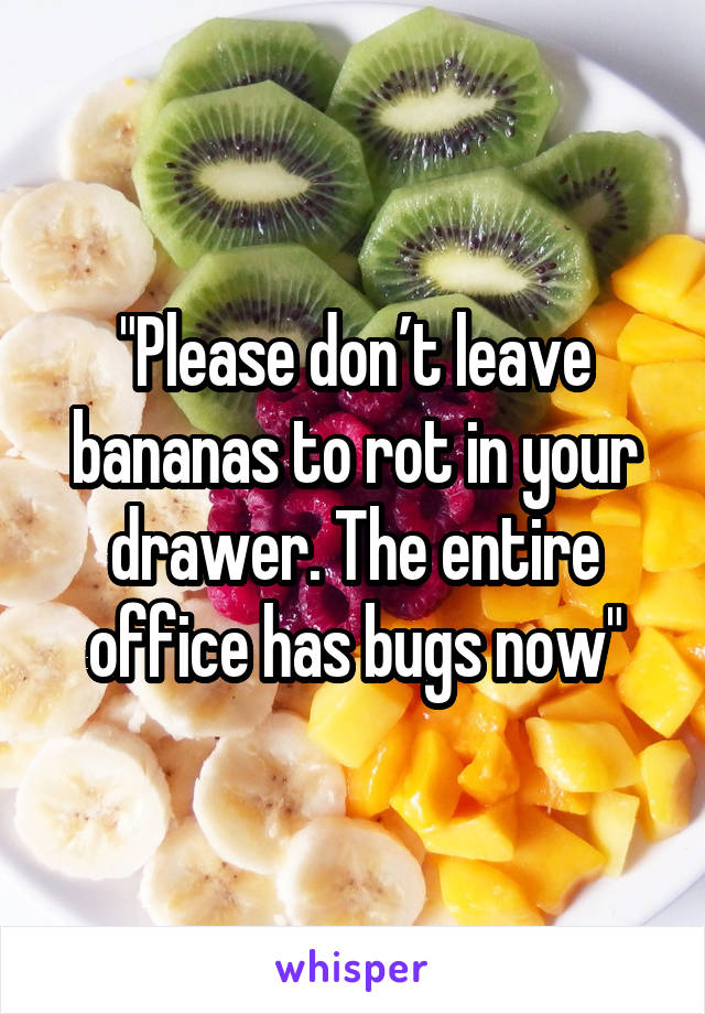 "Please don’t leave bananas to rot in your drawer. The entire office has bugs now"