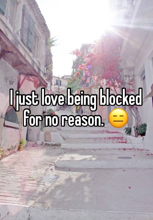 I just love being blocked for no reason. 😑