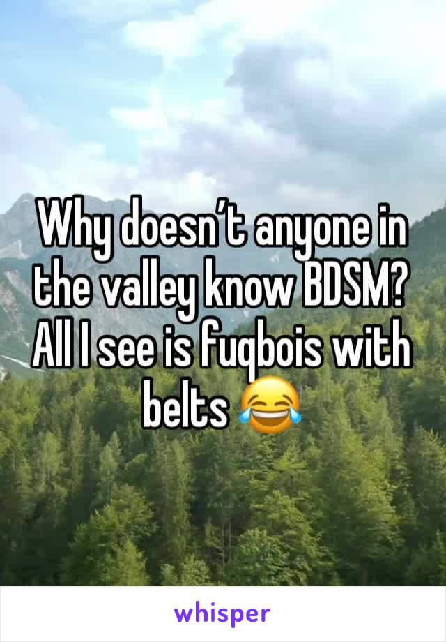 Why doesn’t anyone in the valley know BDSM? All I see is fuqbois with belts 😂