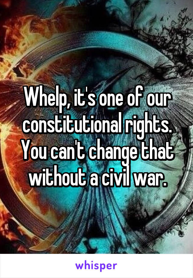 Whelp, it's one of our constitutional rights. You can't change that without a civil war.