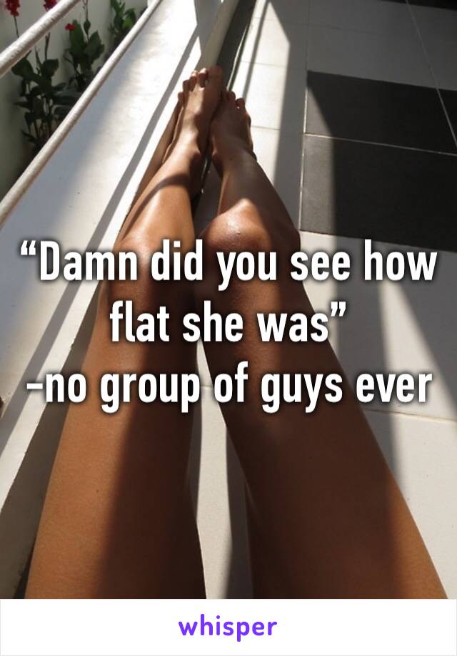 “Damn did you see how flat she was”
-no group of guys ever 