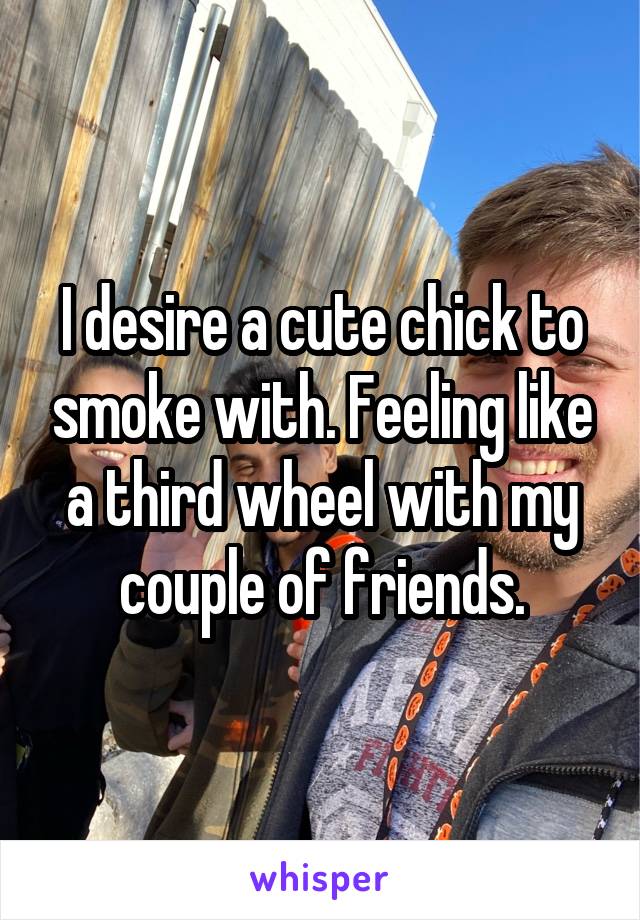 I desire a cute chick to smoke with. Feeling like a third wheel with my couple of friends.