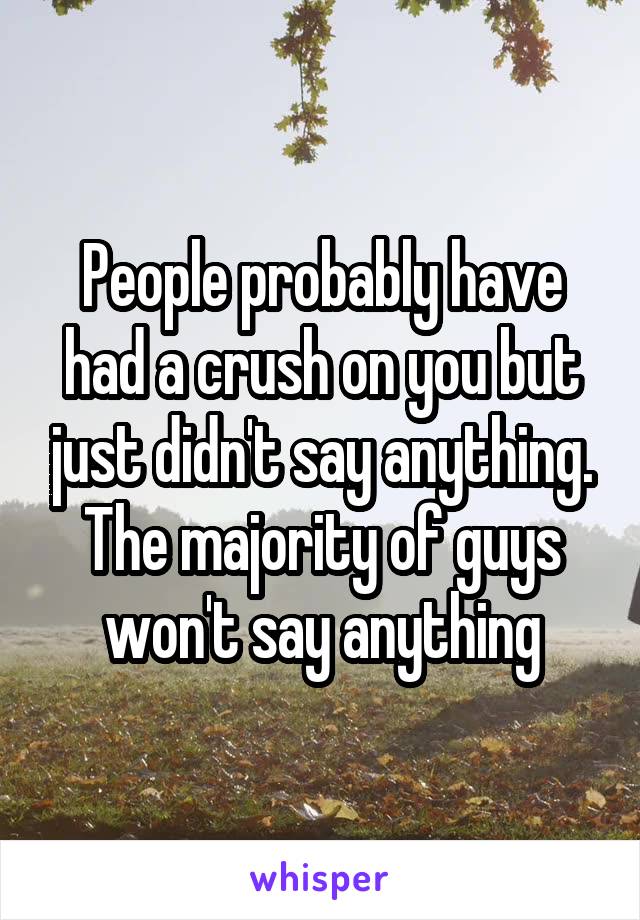 People probably have had a crush on you but just didn't say anything. The majority of guys won't say anything