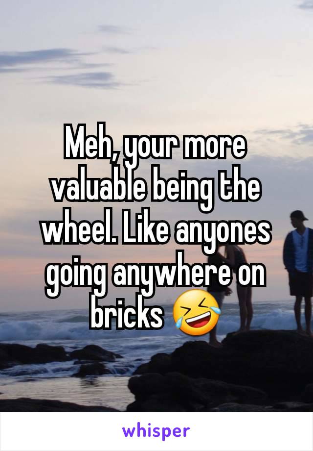 Meh, your more valuable being the wheel. Like anyones going anywhere on bricks 🤣